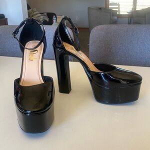 Sheln Black Platform Patent Leather Mary Jane Heels (Size 9)